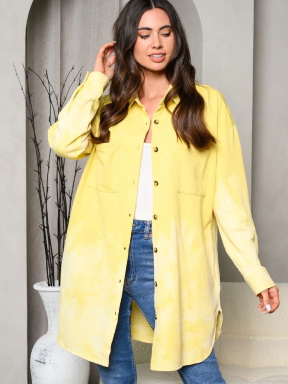A Girl Thing Yellow Long Utility Shirt Jacket - Picture 4 of 4